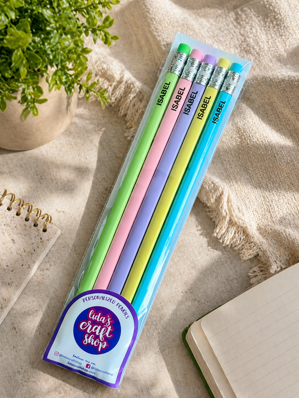 Personalized Name Pencils | Set of 5 Custom Engraved Pencils