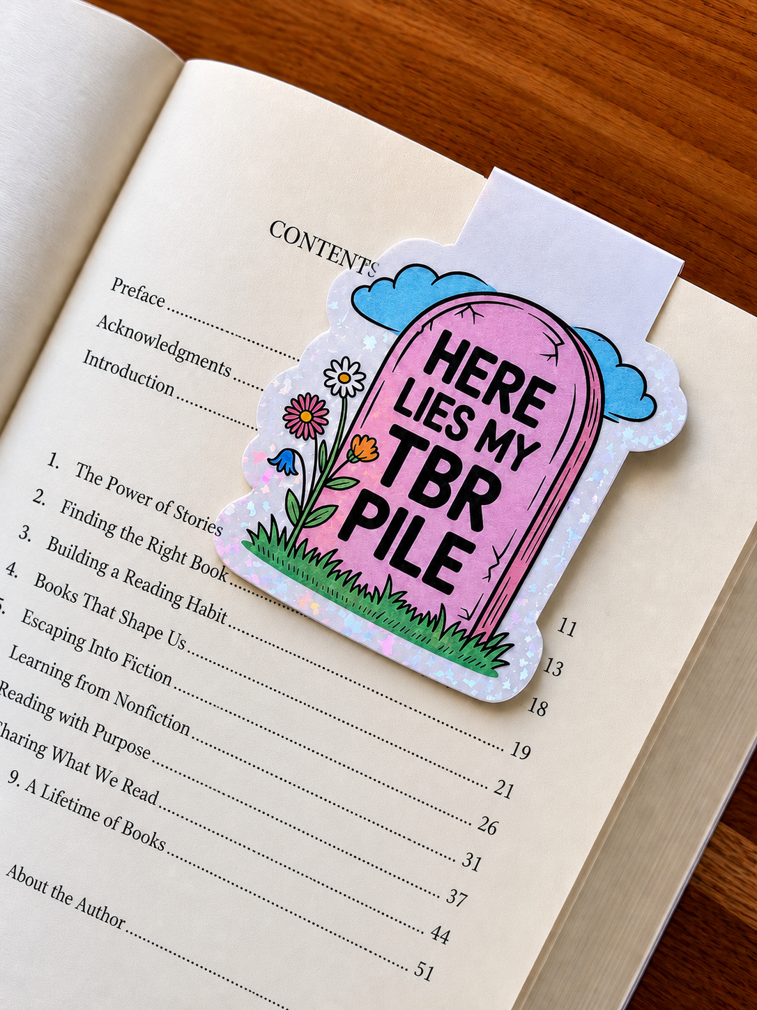 Here Lies My TBR Pile Magnetic Bookmark - Funny Gift for Book Lovers