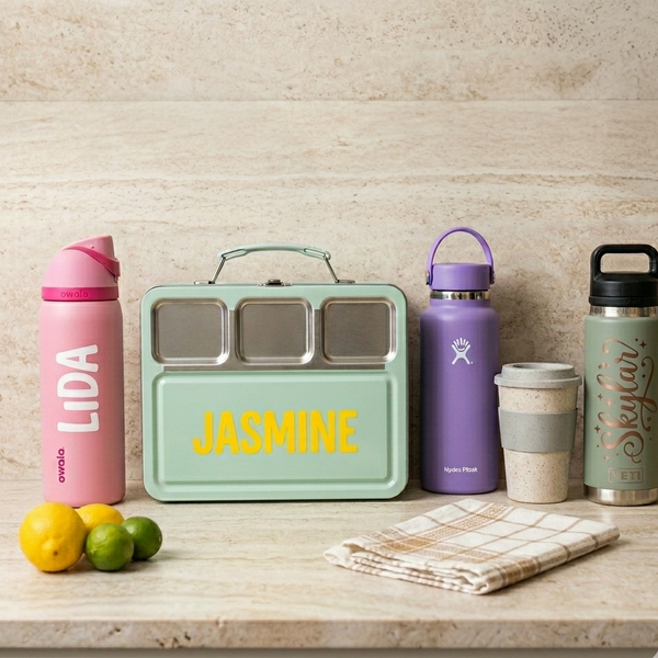 Custom Name Vinyl Decals | Waterproof Labels for Bottles & Lunch Boxes