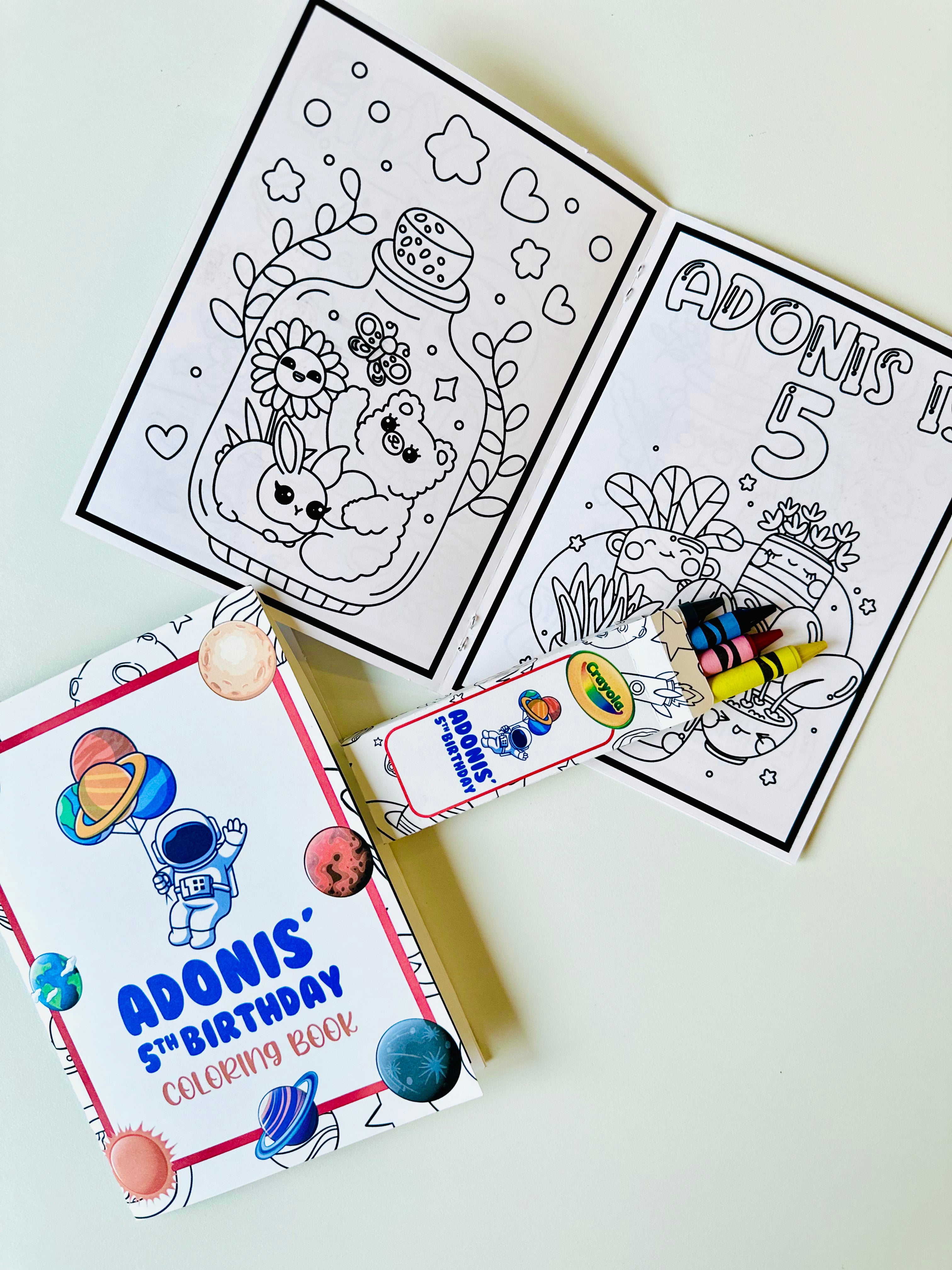 Personalized Coloring Book Party Favors | Custom Birthday Theme