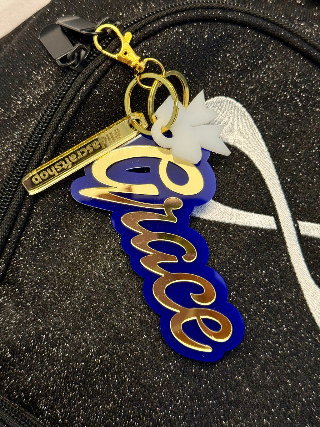 Custom Acrylic Name Keychain with Charm