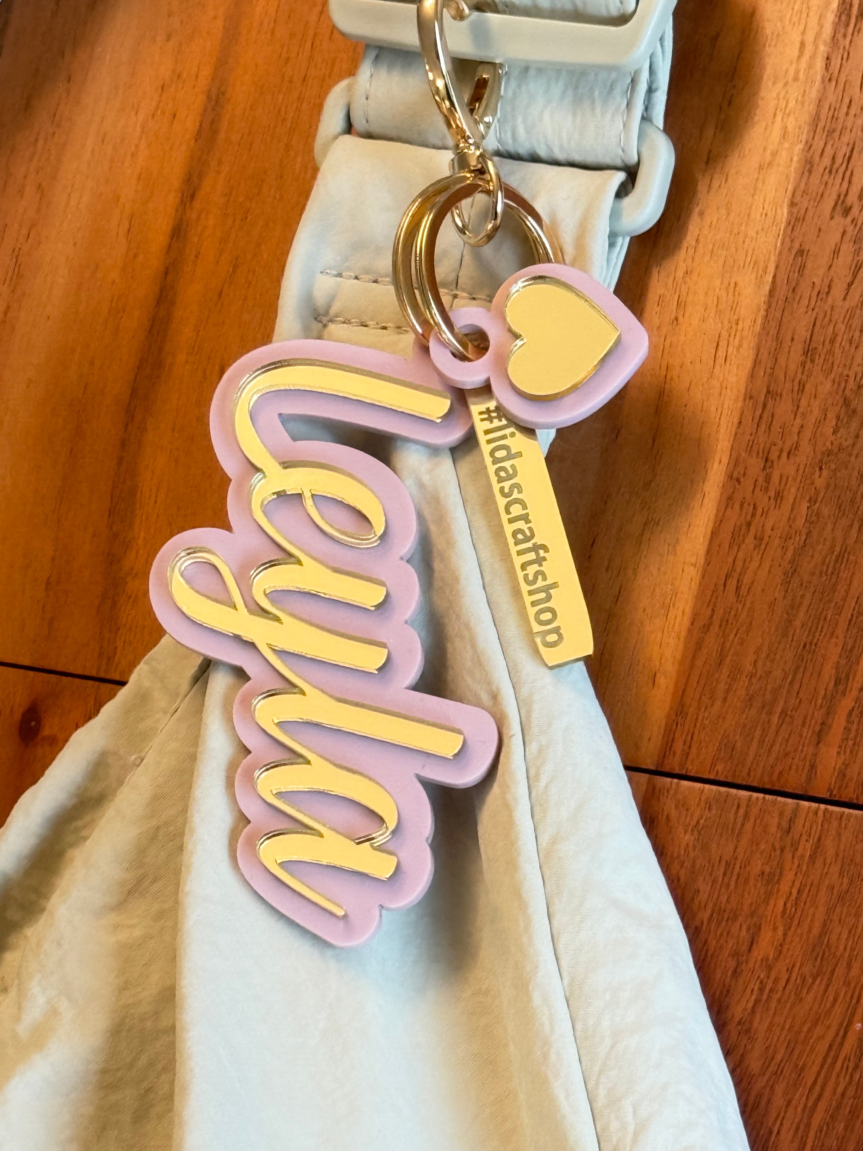 Custom Acrylic Name Keychain with Charm