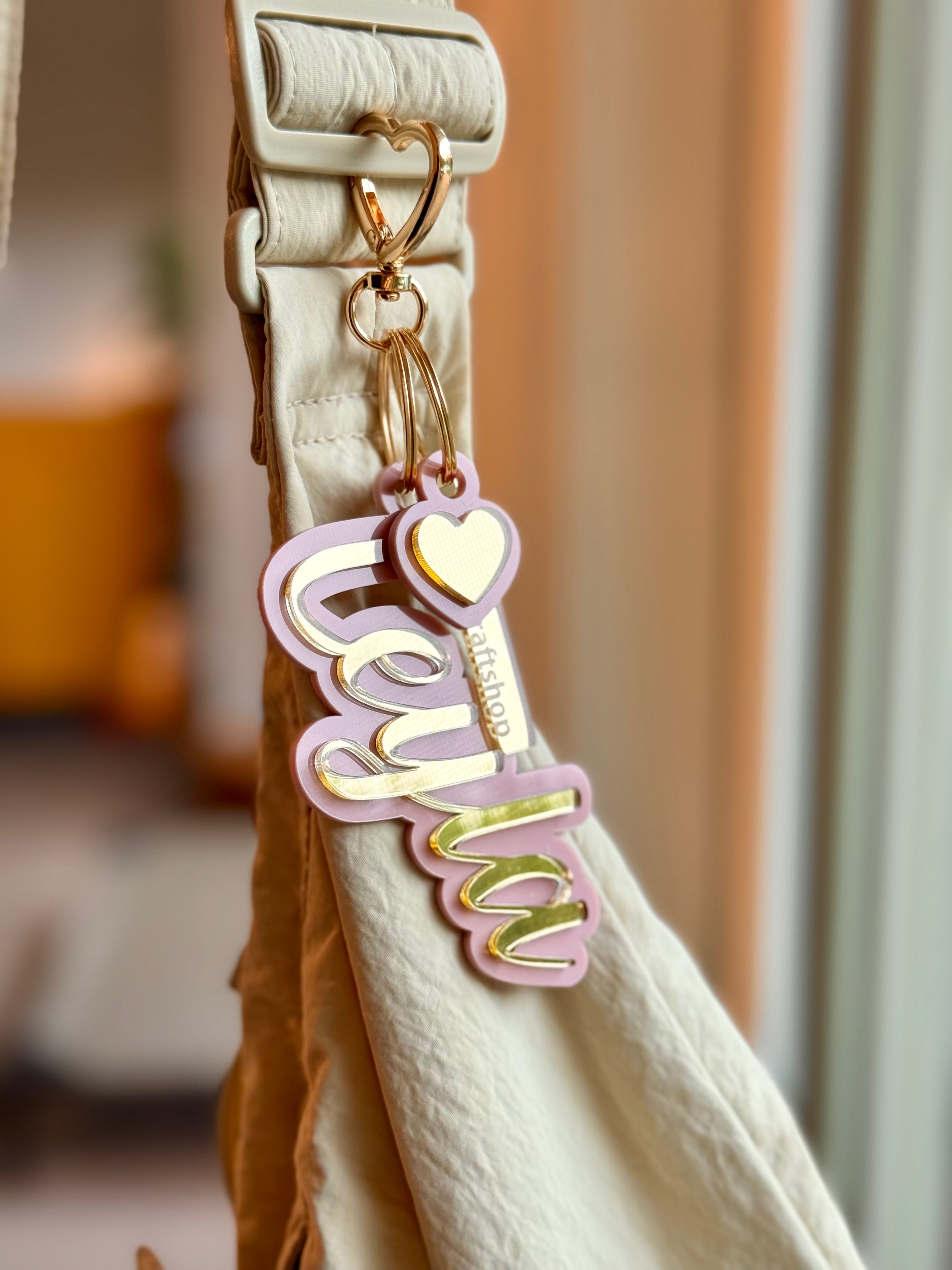 Custom Acrylic Name Keychain with Charm