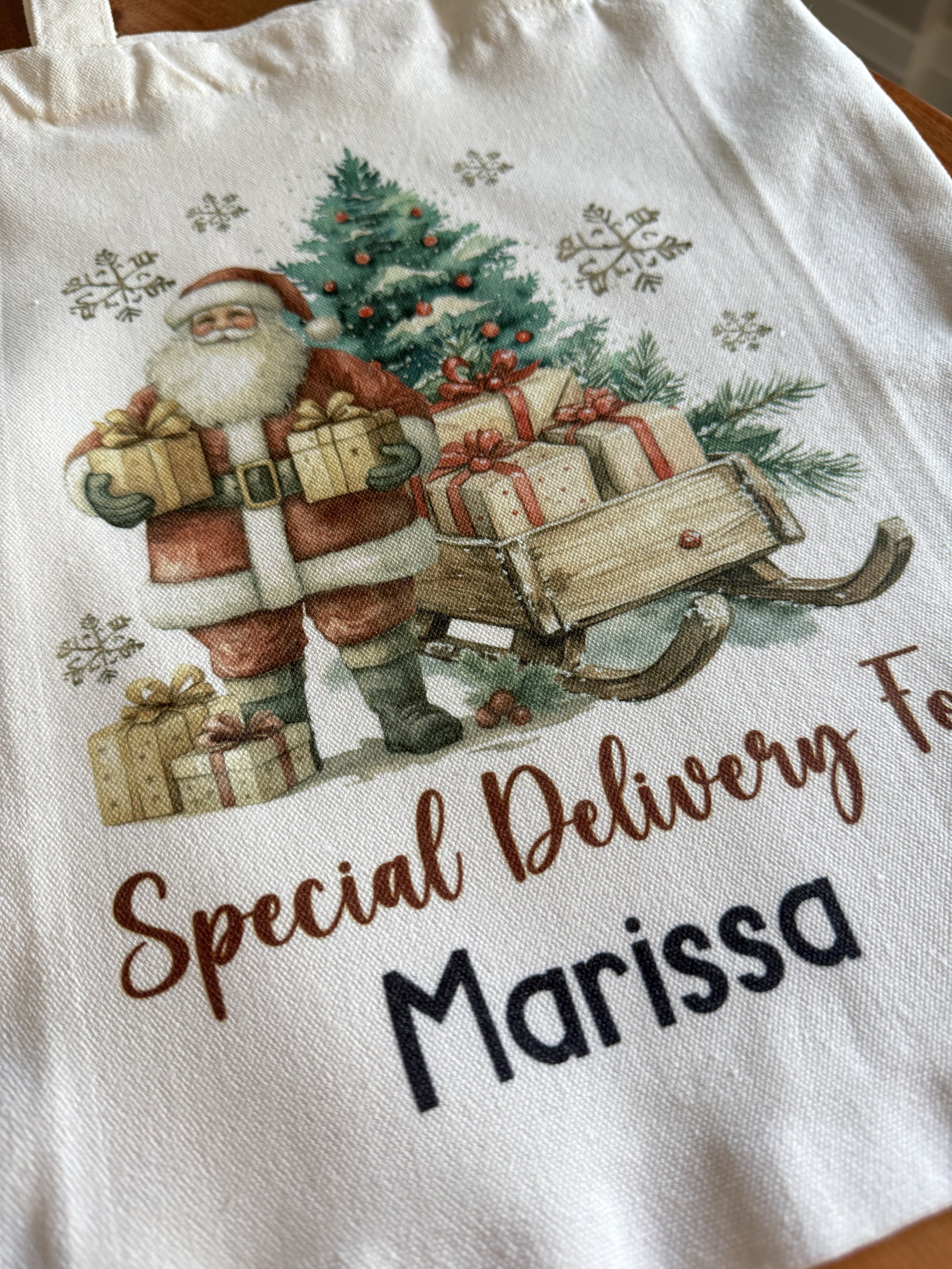 Personalized Christmas Tote Bag – Custom Canvas Holiday Canvas Tote