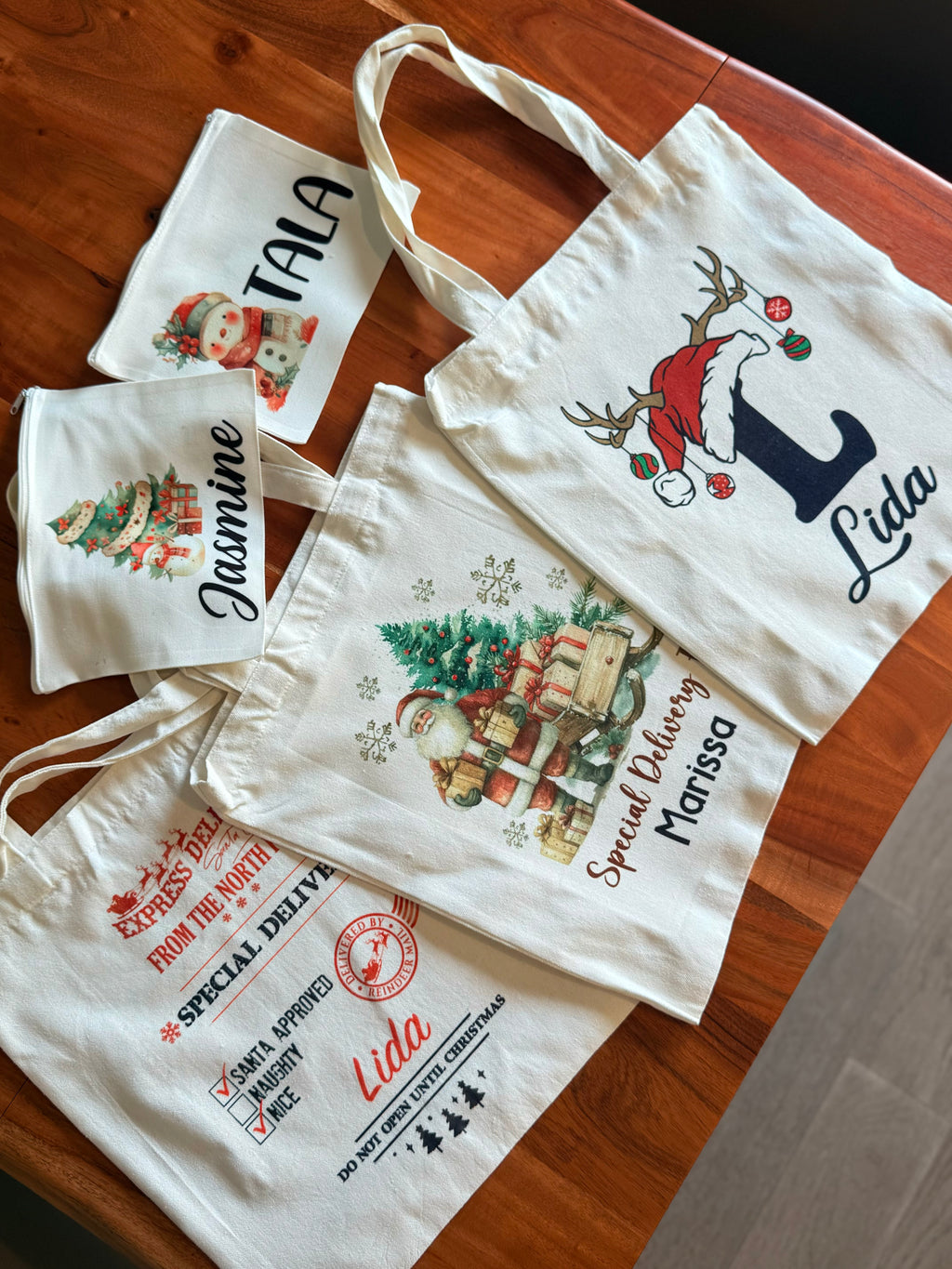 Personalized Christmas Tote Bag – Custom Canvas Holiday Canvas Tote