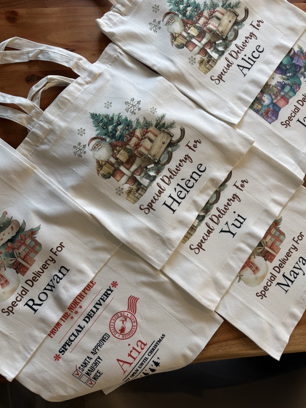 Personalized Christmas Tote Bag – Custom Canvas Holiday Canvas Tote