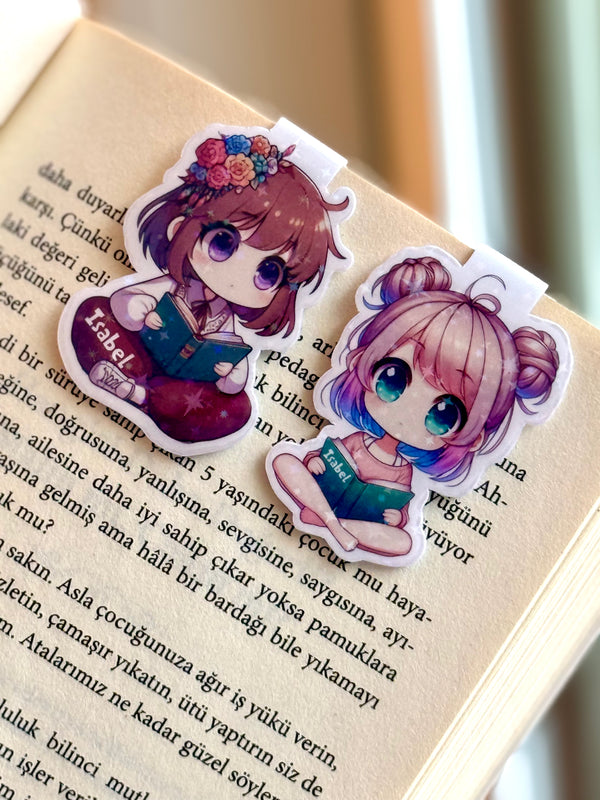 Cute Girls Magnetic Bookmark – Personalized Holographic