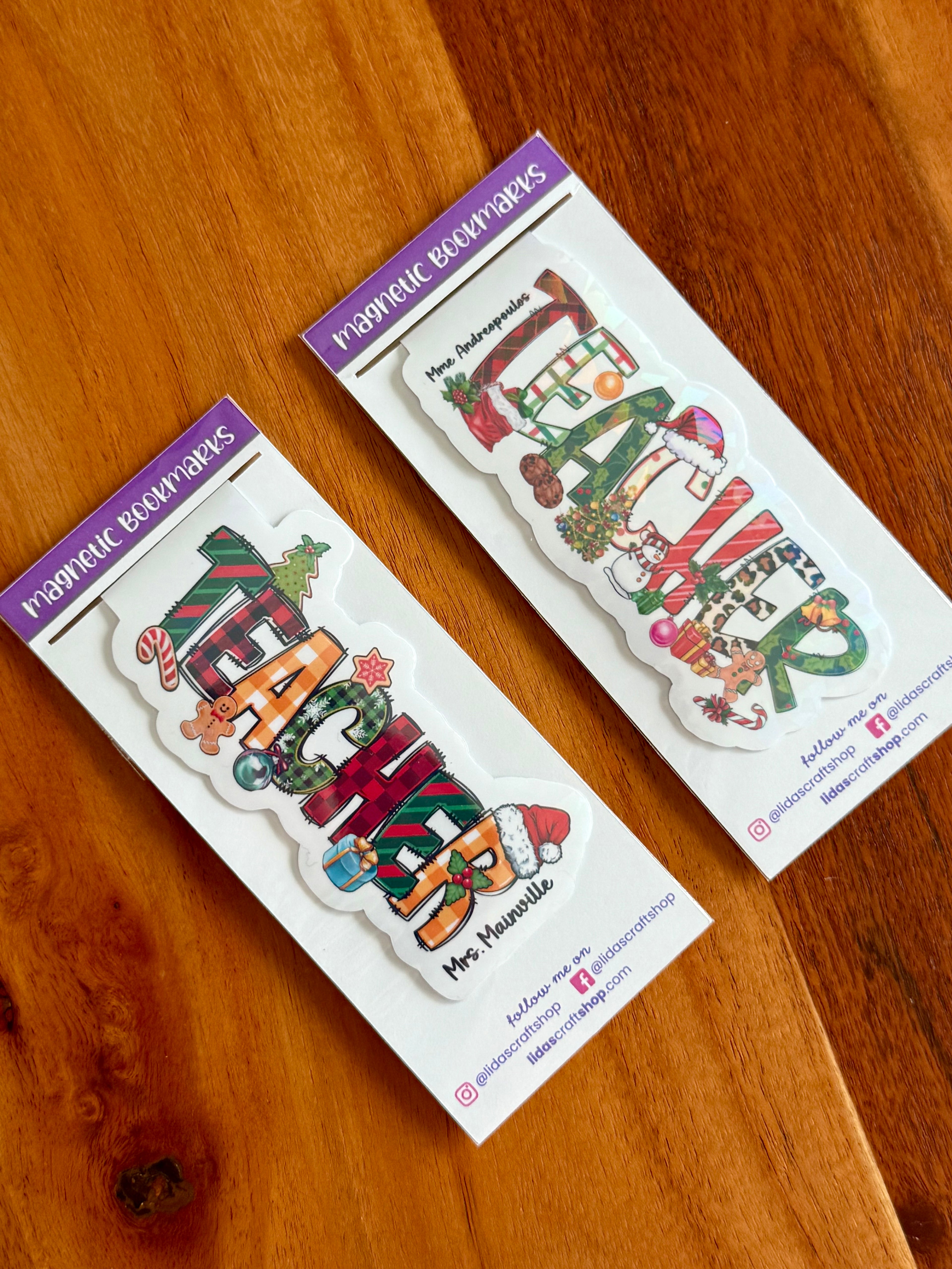 Personalized Teacher Magnetic Bookmark – Custom Christmas Gift for Educators