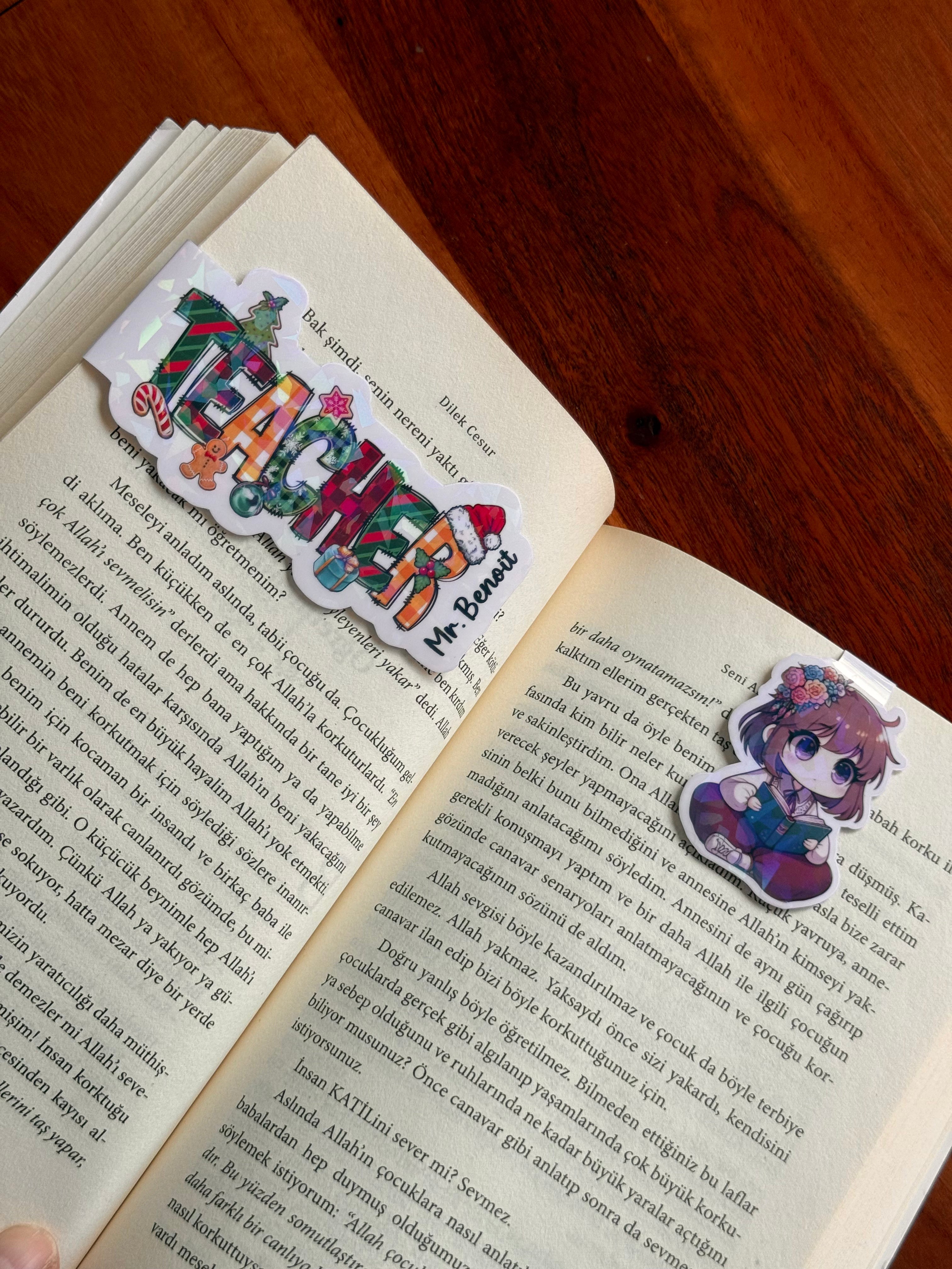 Personalized Teacher Magnetic Bookmark – Custom Christmas Gift for Educators