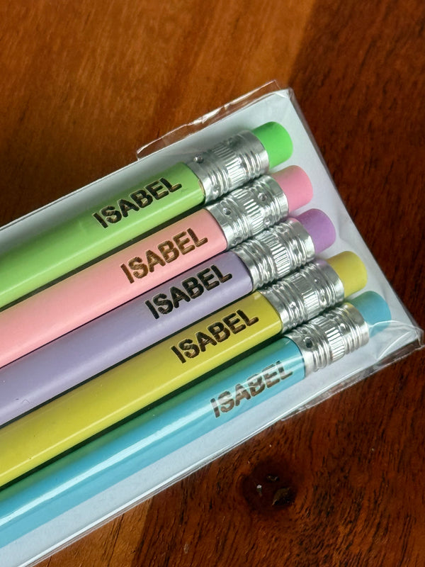 Personalized Name Pencils | Set of 5 Custom Engraved Pencils