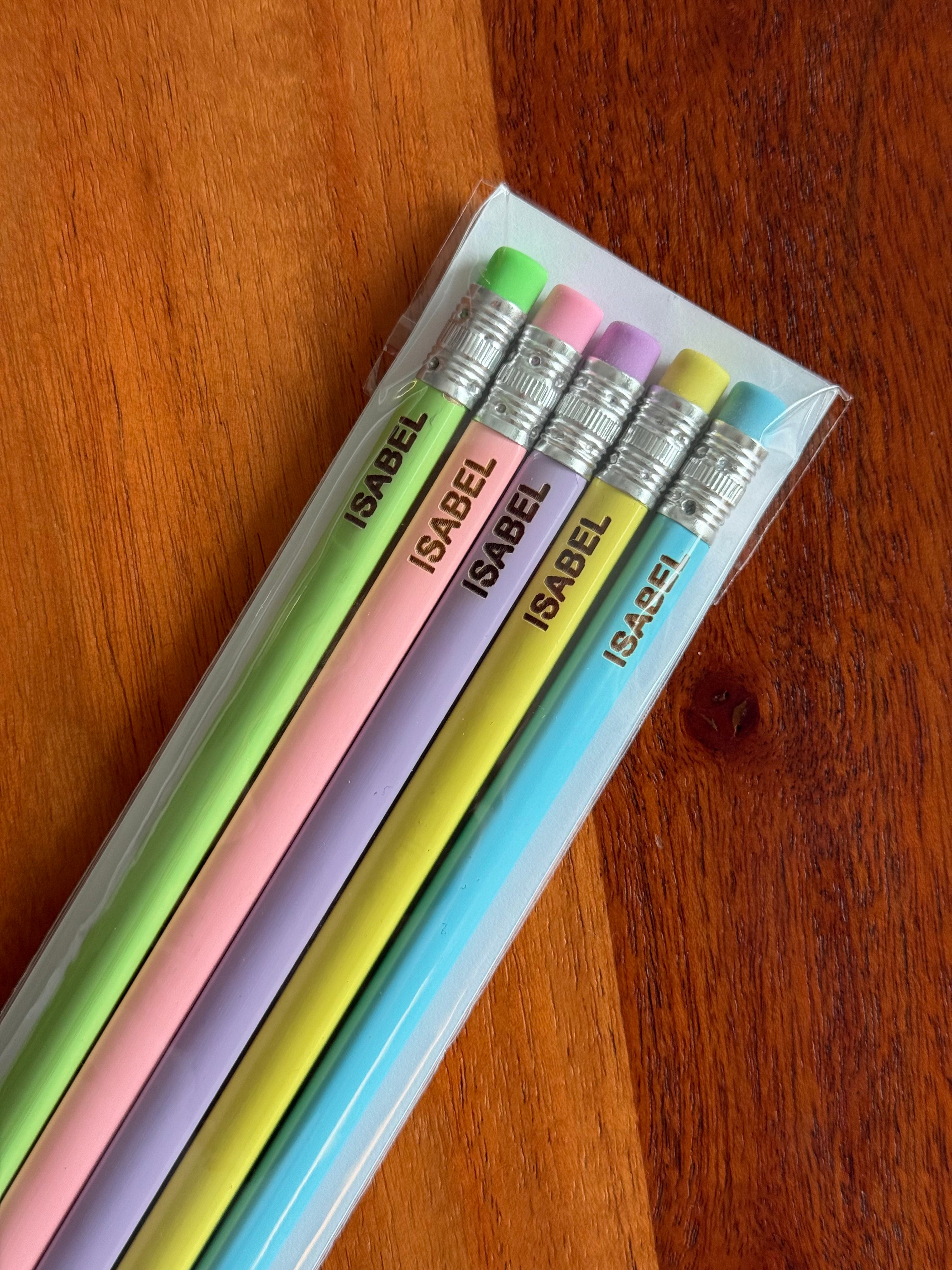 Personalized Name Pencils | Set of 5 Custom Engraved Pencils