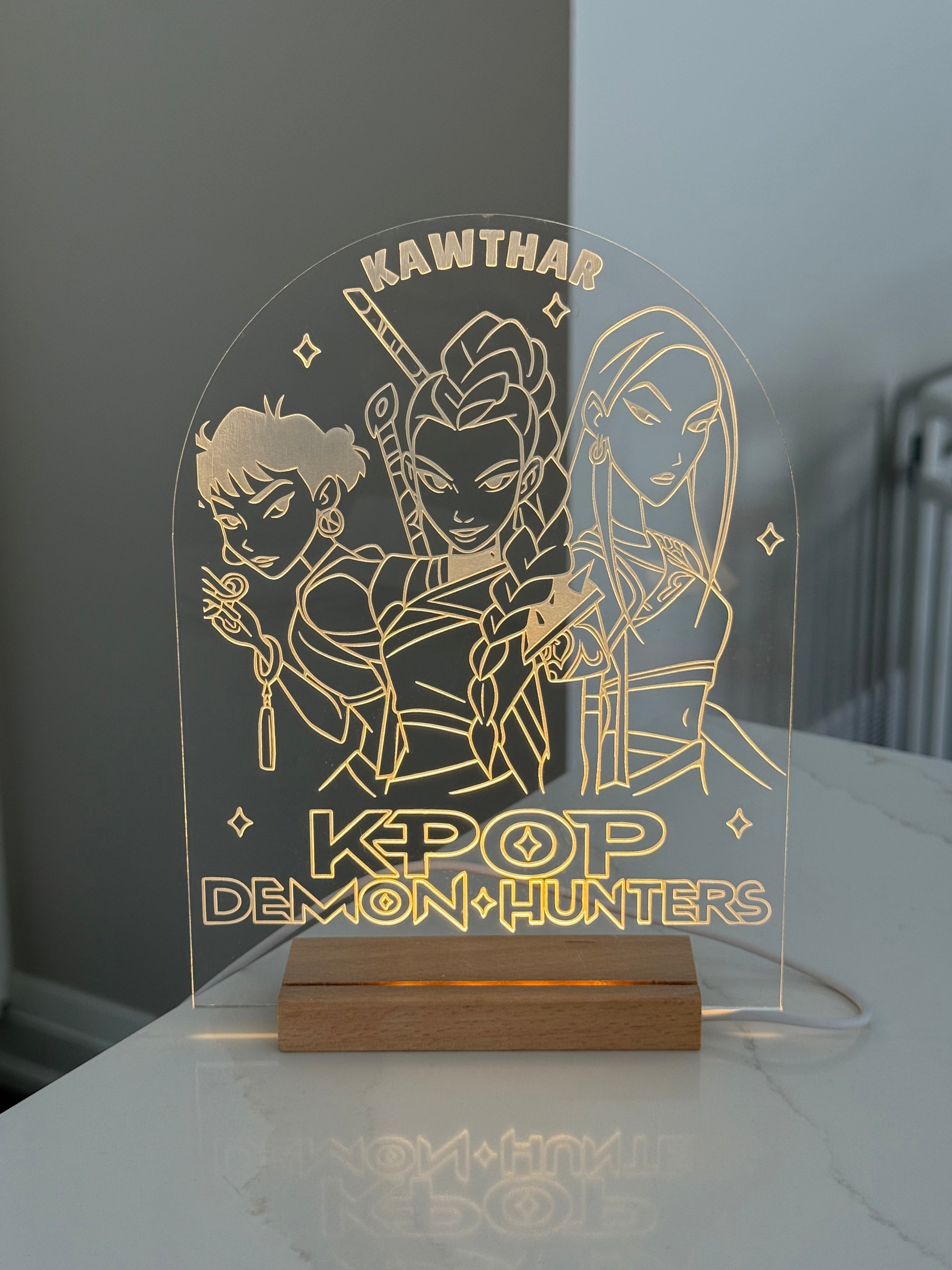 Personalized Name Night Light - Laser Engraved Clear Acrylic LED Lamp - Custom Kids & Office Gift