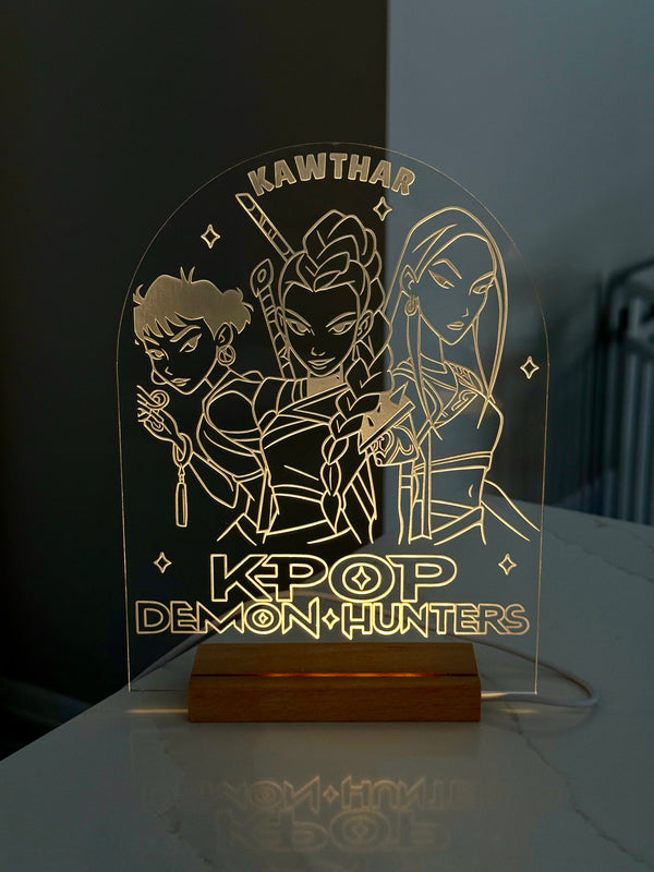 Personalized Name Night Light - Laser Engraved Clear Acrylic LED Lamp - Custom Kids & Office Gift