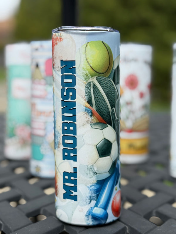 Custom Teacher Tumbler with Name | 20oz Personalized Skinny Travel Mug