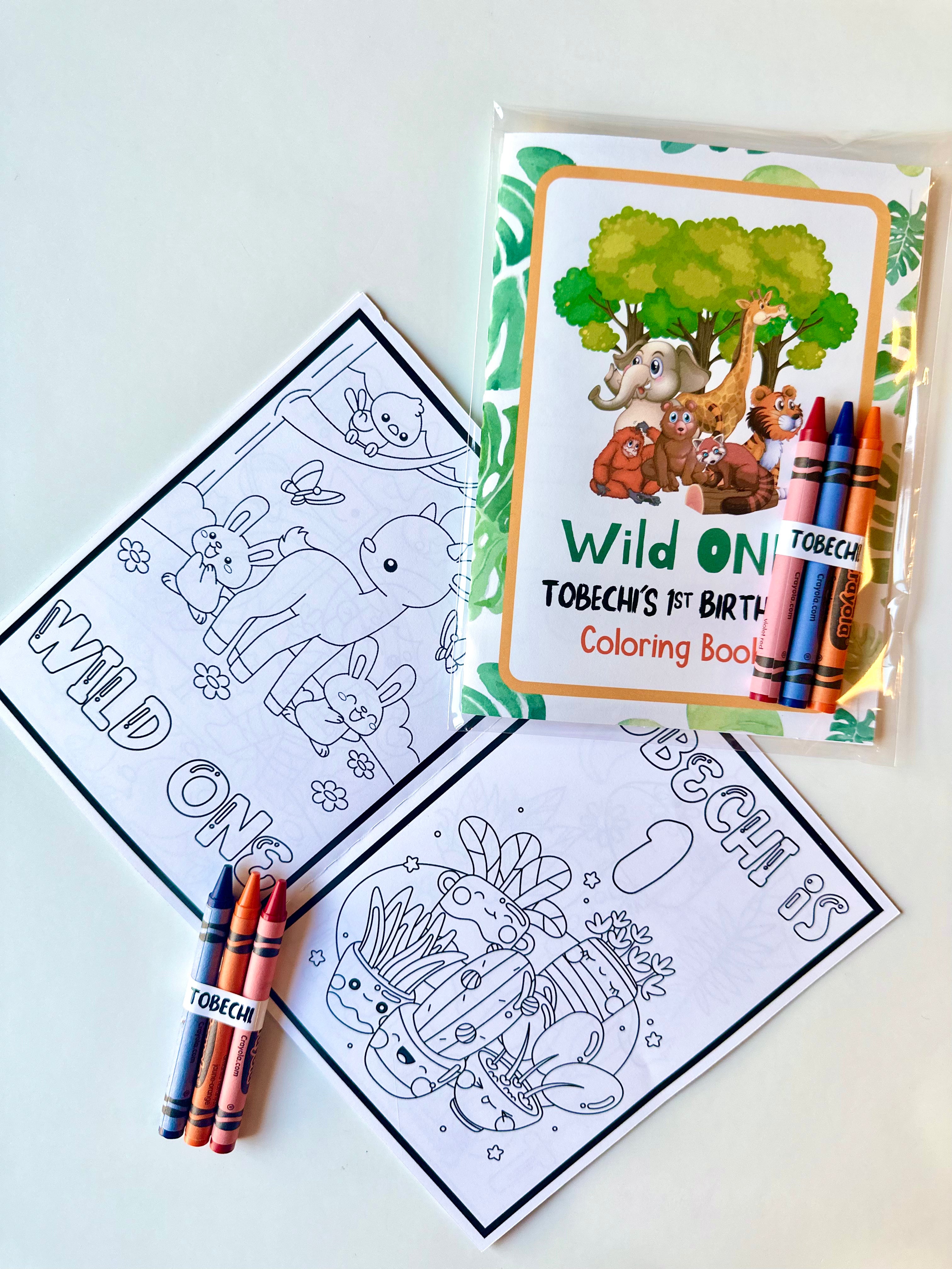 Personalized Coloring Book Party Favors | Custom Birthday Theme