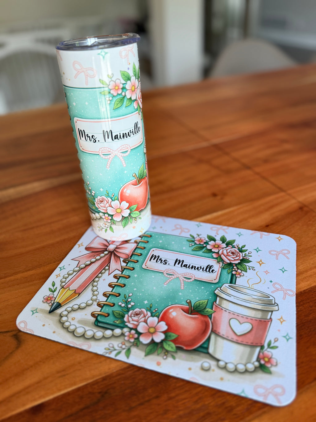 Custom Teacher Tumbler with Name | 20oz Personalized Skinny Travel Mug