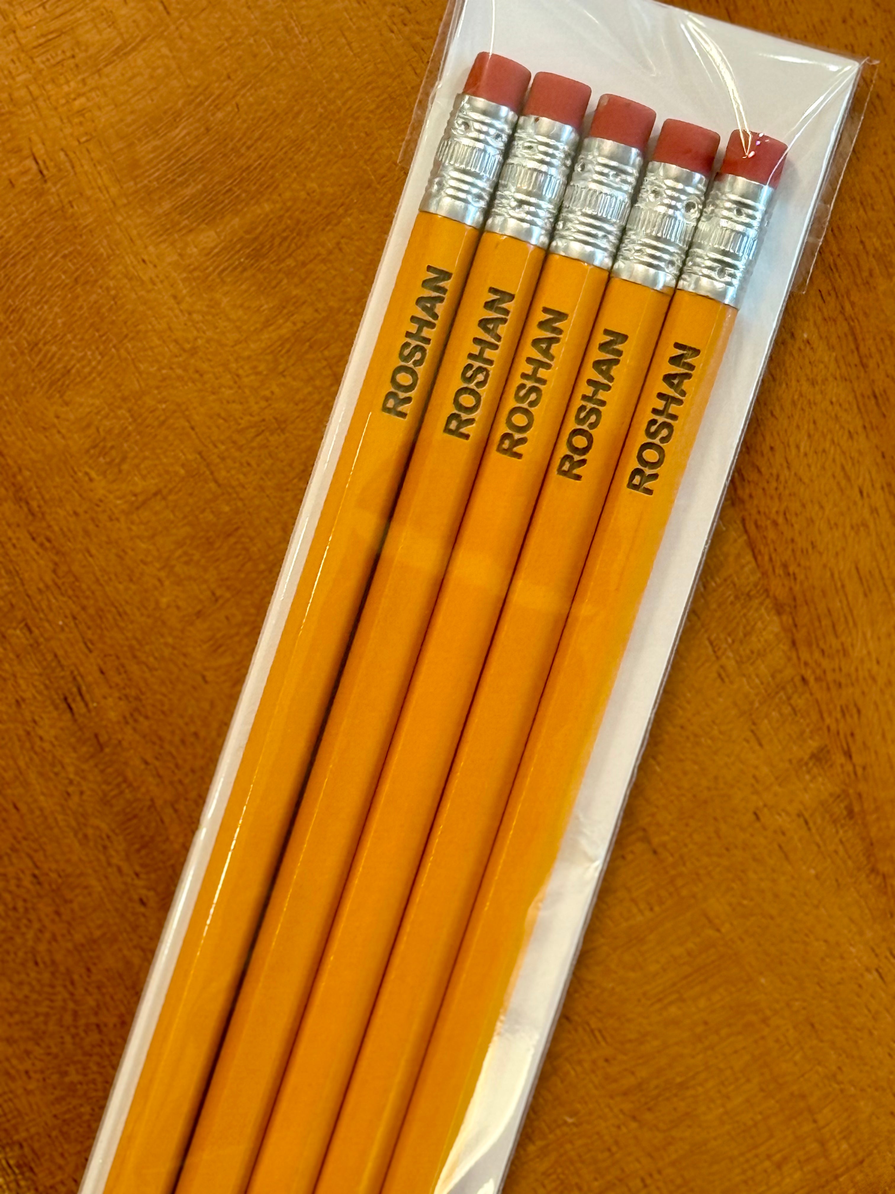Personalized Name Pencils | Set of 5 Custom Engraved Pencils