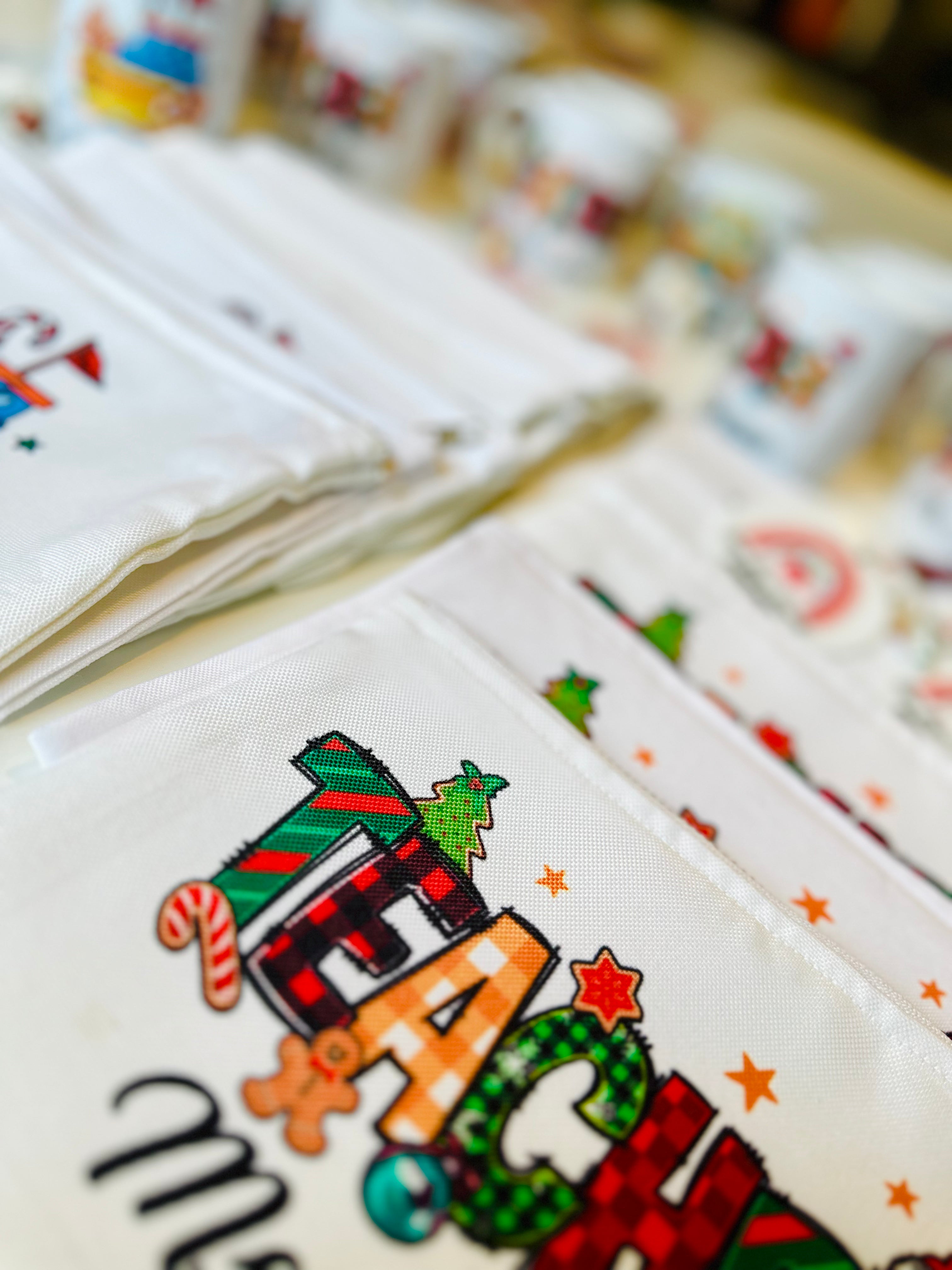 Personalized Christmas Teacher Gift Set – Custom Mug, Pouch Bag & Ornament Bundle