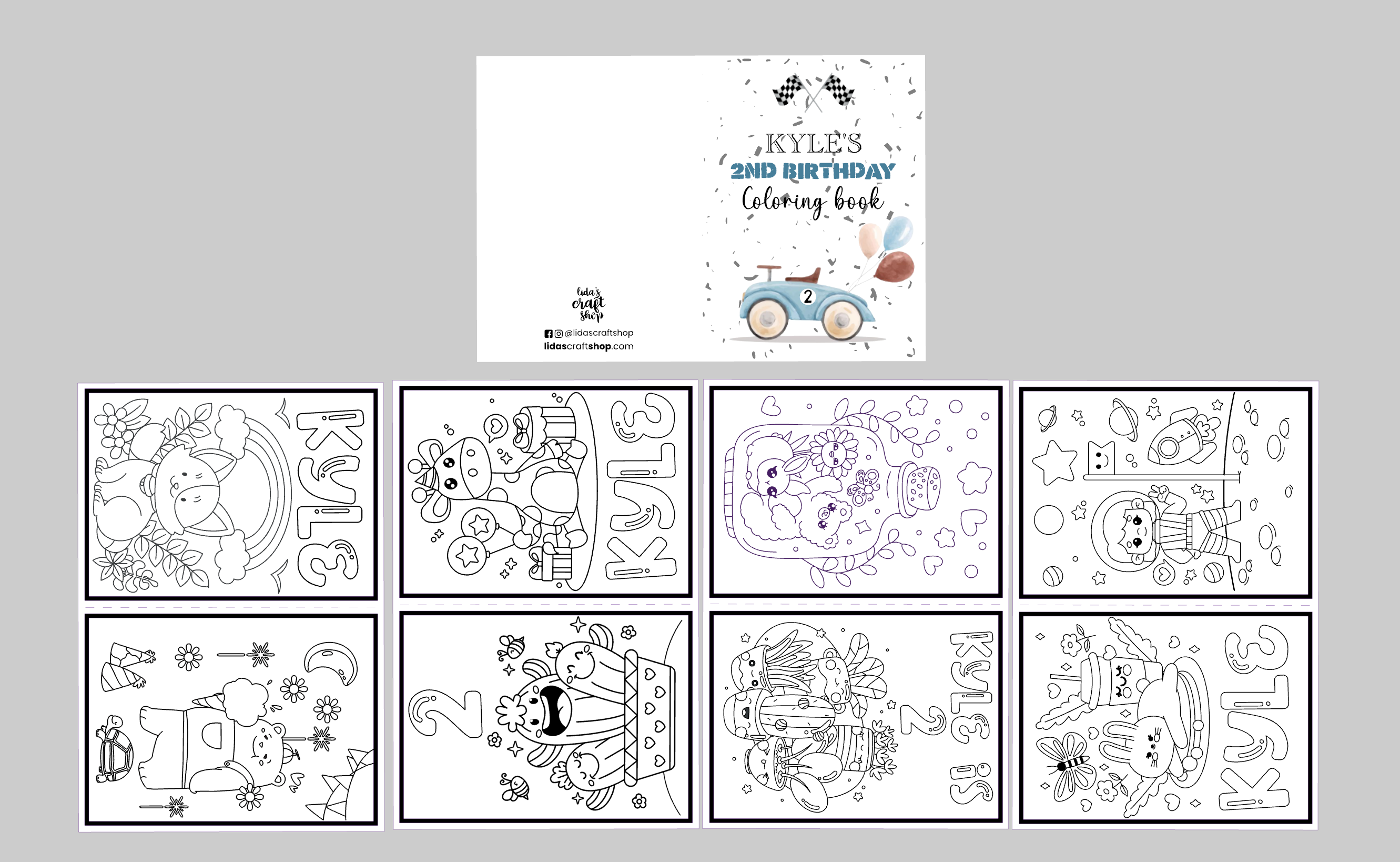 Personalized Coloring Book Party Favors | Custom Birthday Theme