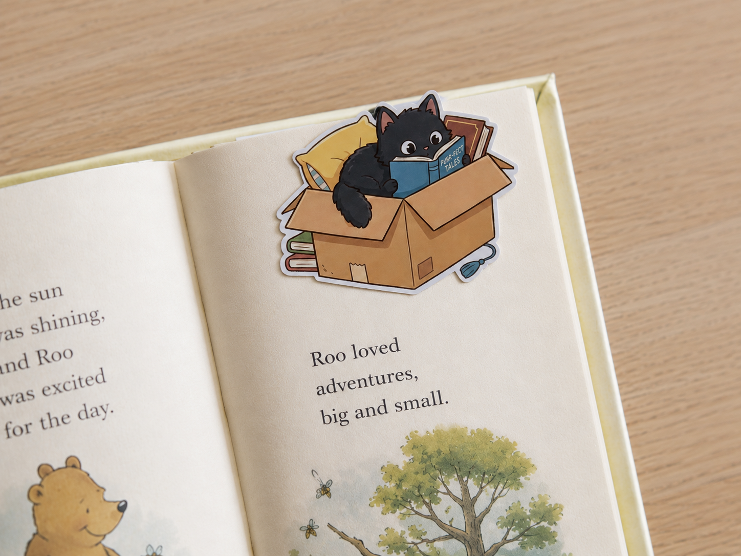 Black Cat  Reading a Book Magnetic Bookmark - Clip-on Page Marker for Readers