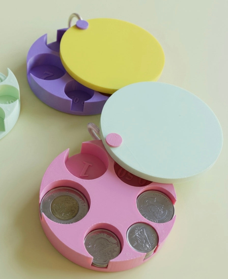 Canadian Coin Holder Keychain - Magnetic Lid EDC Case - Multiple Colors