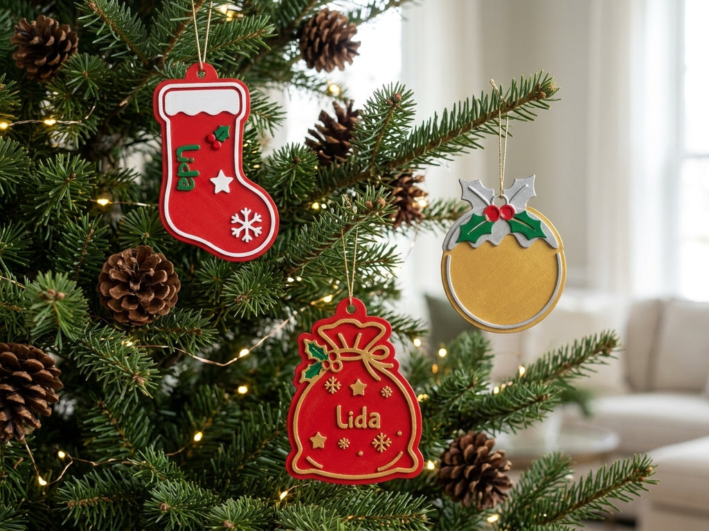 DIY 3D Printed Christmas Ornament Paint Kit – Choose Your 3-Piece Holiday Craft Set (Personalized & Non-Personalized Options)