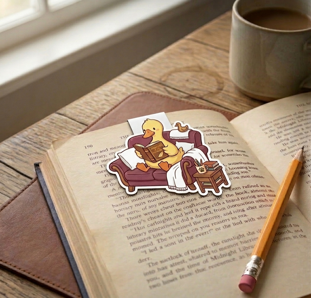 Cute Yellow Duck Magnetic Bookmark - Clip-on Page Marker for Readers