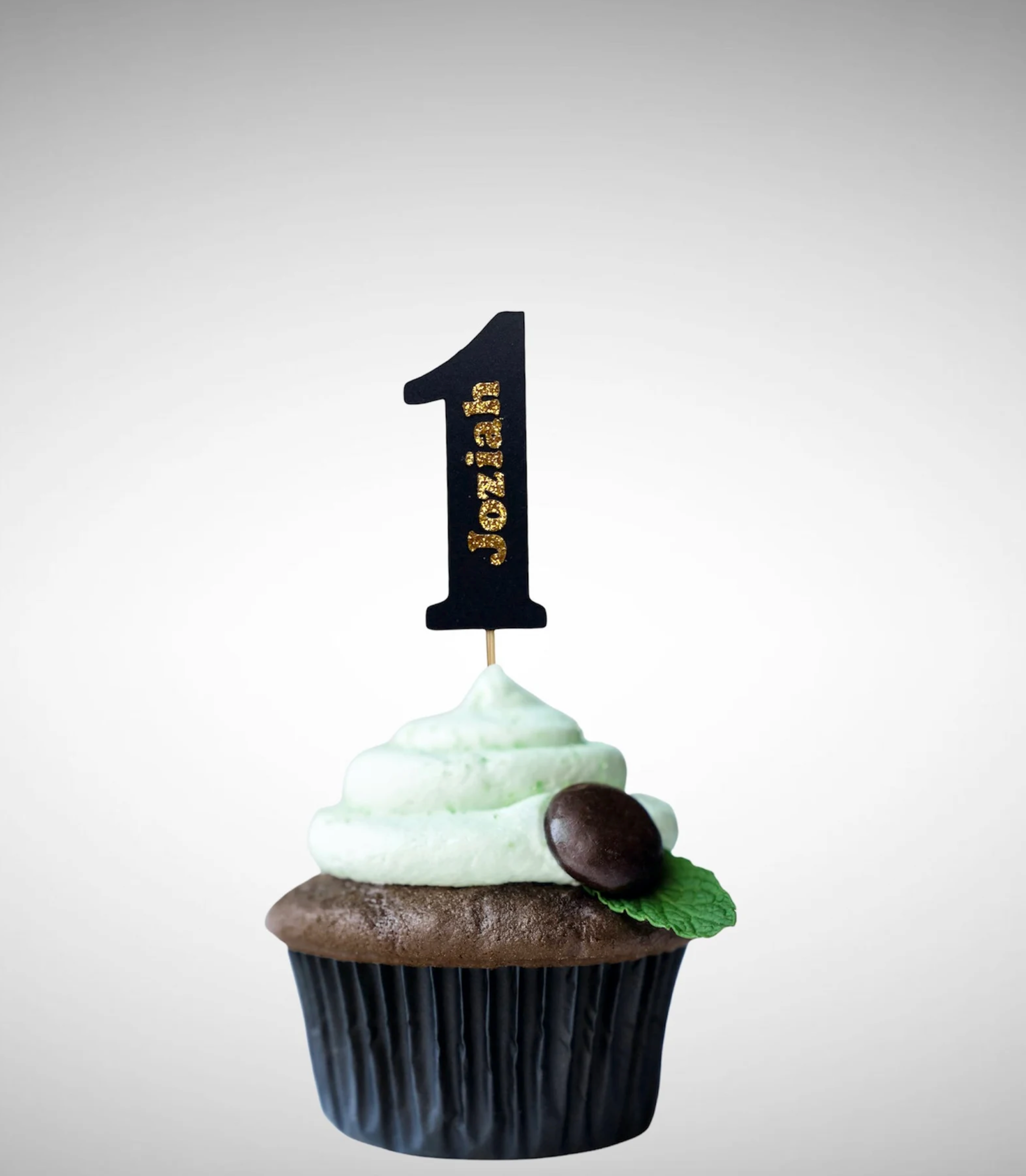 Mr ONEderful Birthday Photo Cake Topper – Black Gold and White