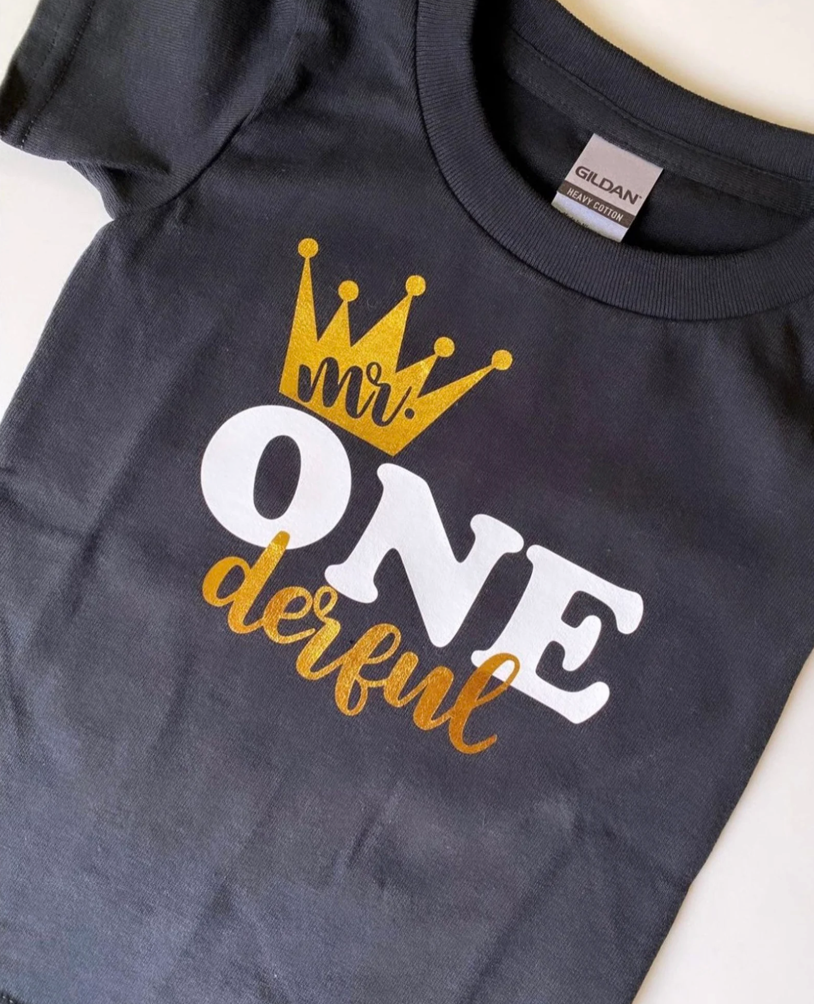 Mr ONEderful Birthday Photo Cake Topper – Black Gold and White