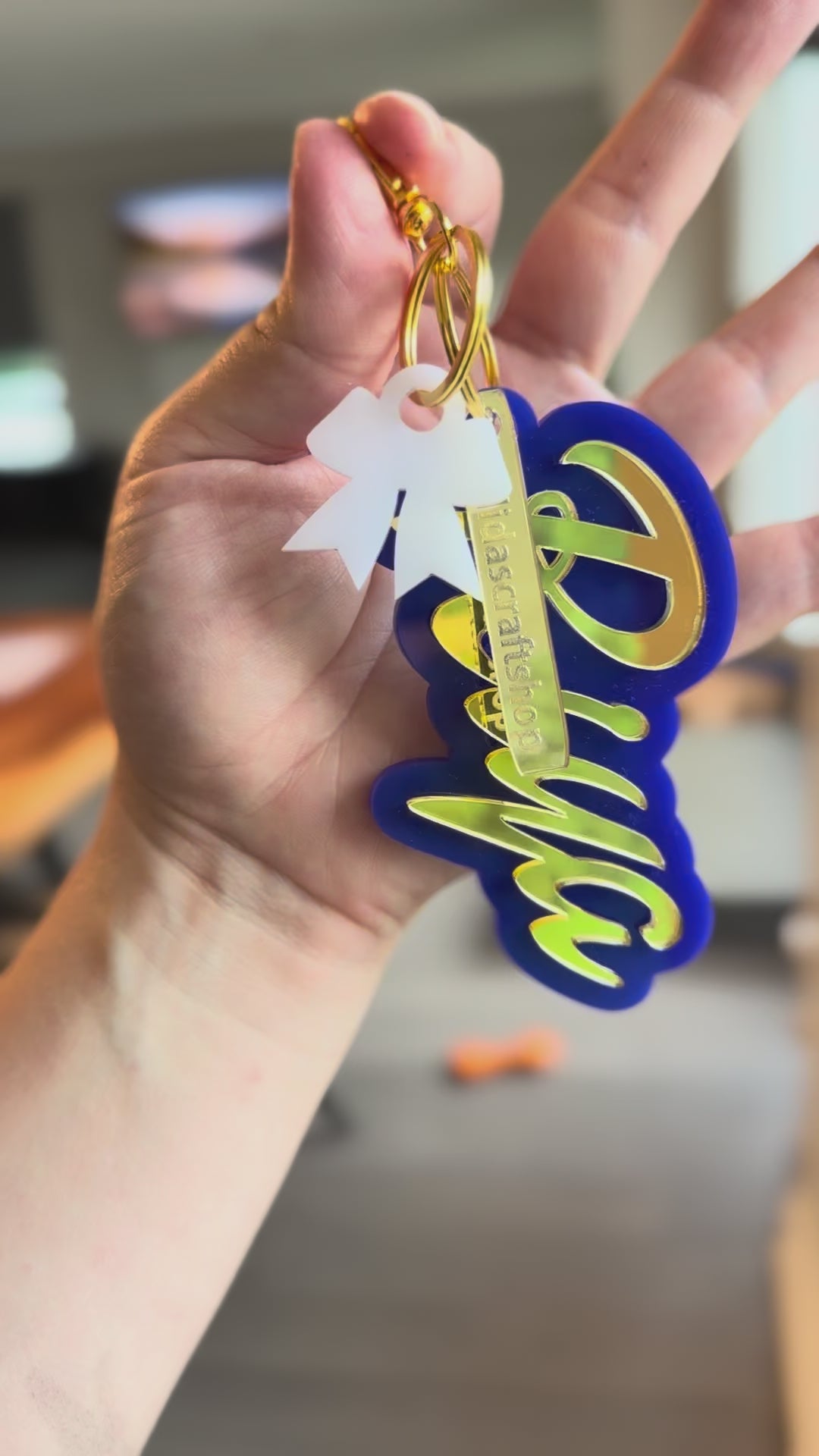 Custom Acrylic Name Keychain with Charm