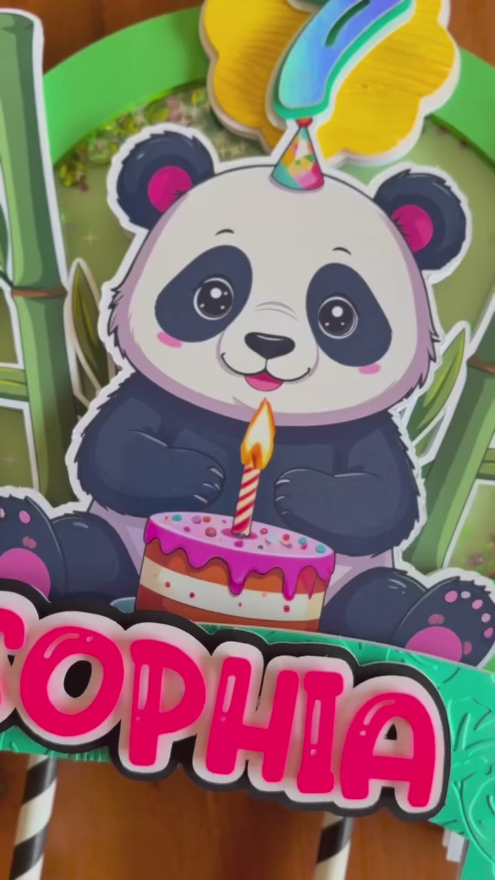 Personalized Panda Shaker Cake Topper | Custom Name & Age