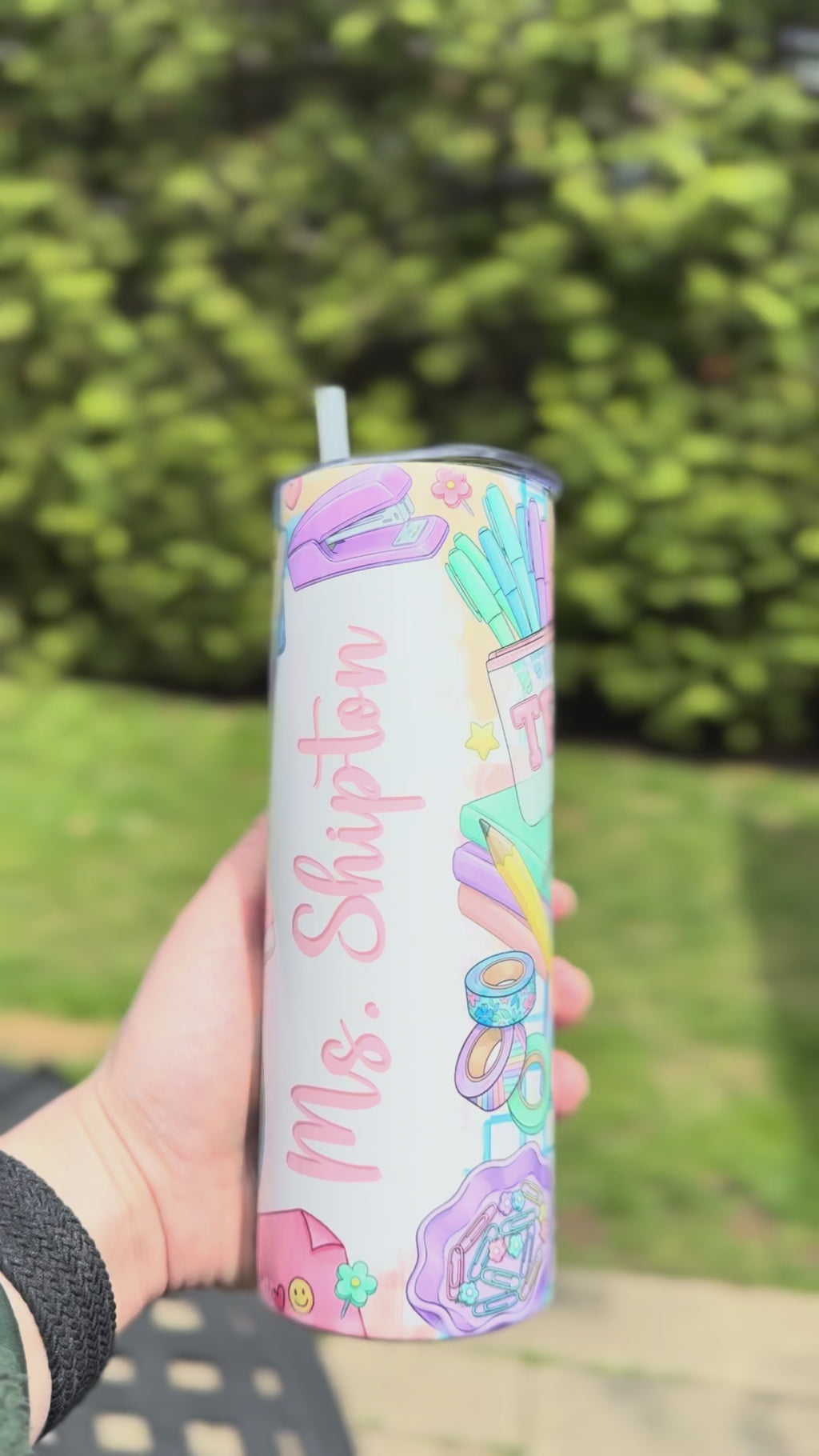 Custom Teacher Tumbler with Name | 20oz Personalized Skinny Travel Mug
