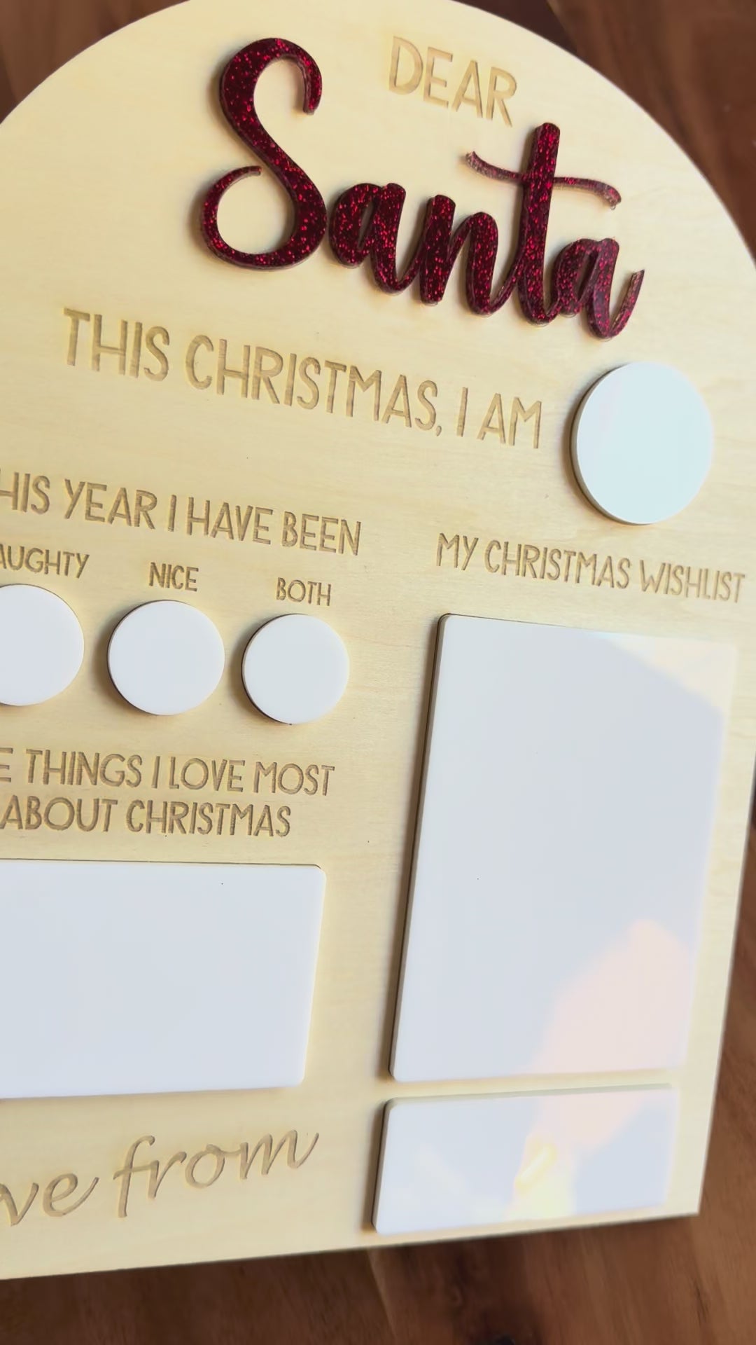 Personalized "Dear Santa" Wishlist Board | Reusable Dry-Erase Wooden Christmas Eve Sign