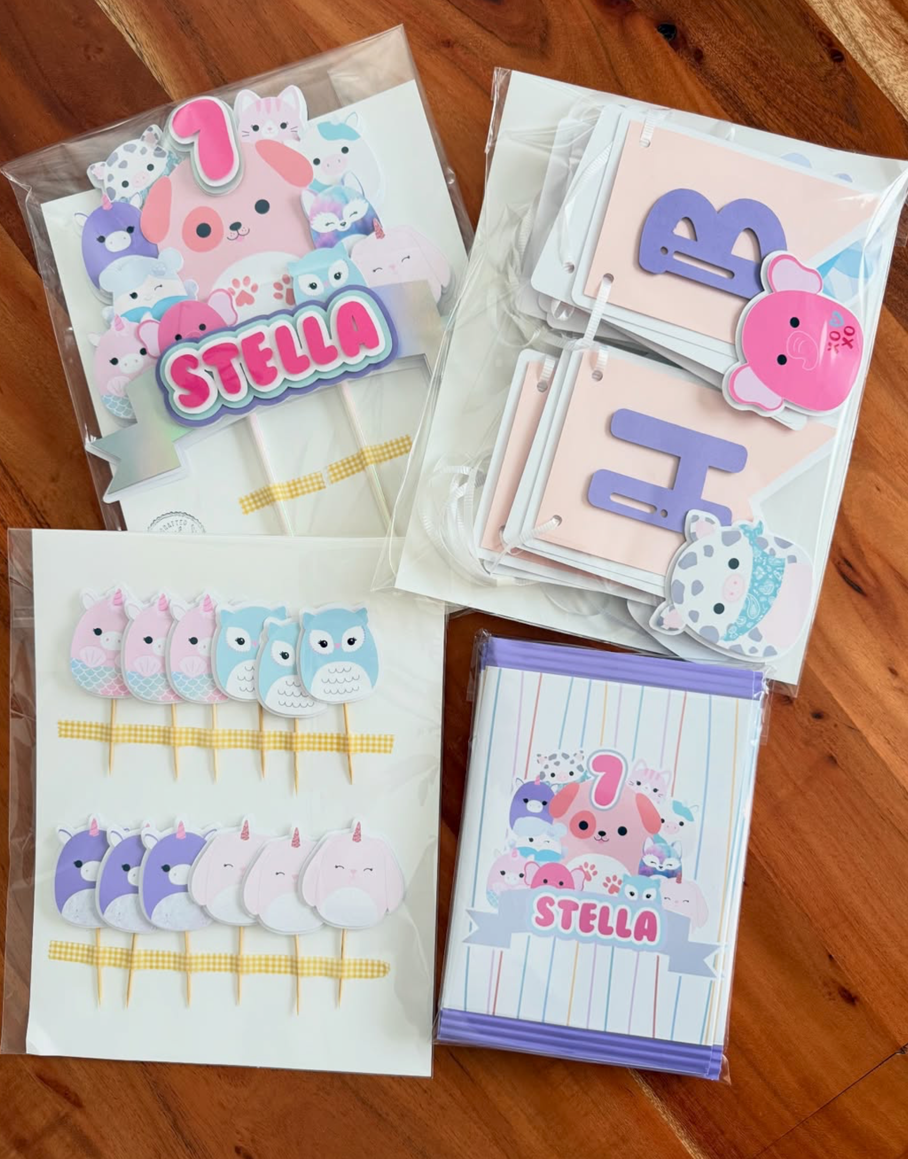 Cute Mallow Theme Party Pack - Custom Cake Topper & Birthday Decor Bundle