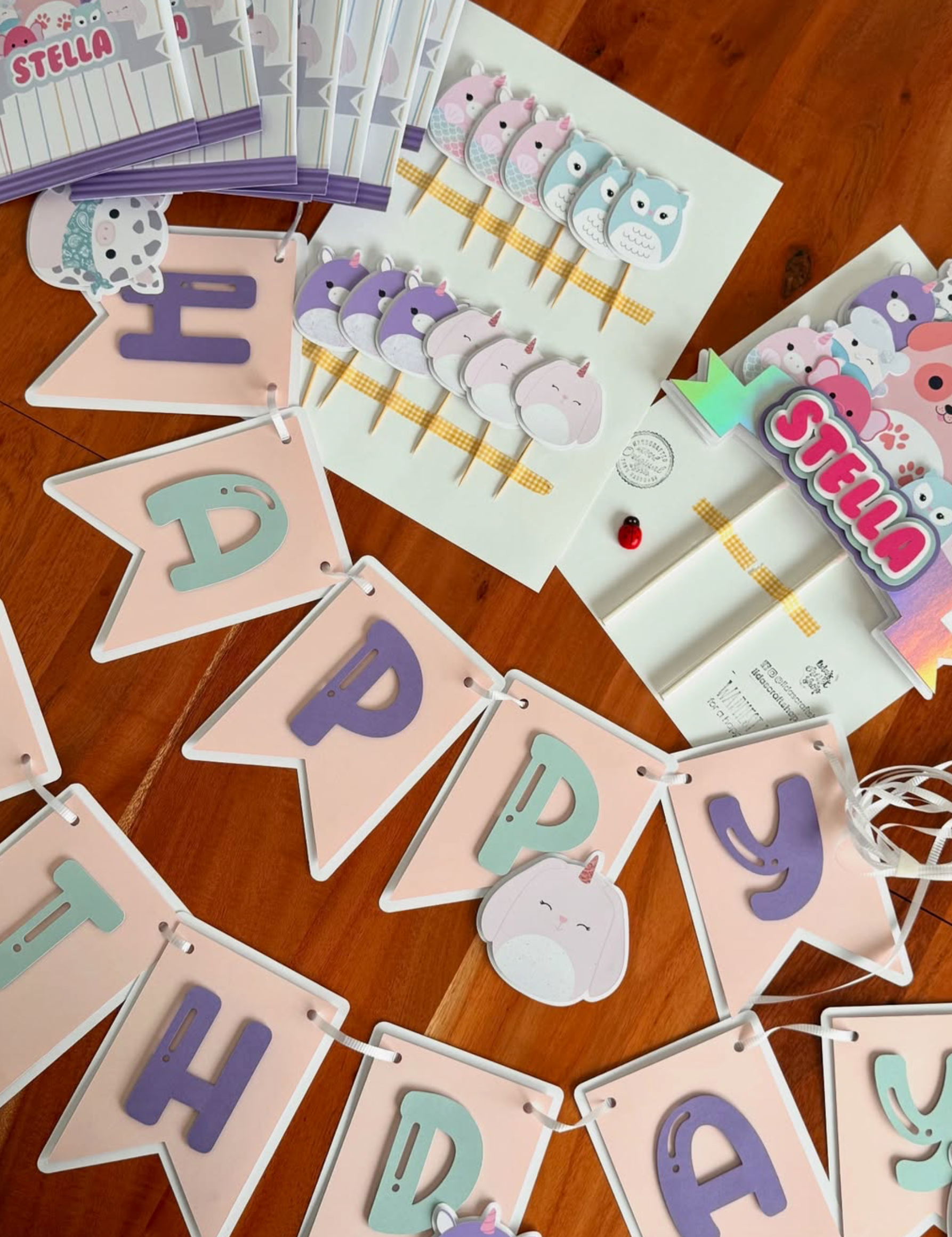 Cute Mallow Theme Party Pack - Custom Cake Topper & Birthday Decor Bundle